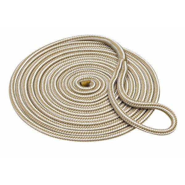 Buccaneer Rope 5/8 x 20 Double Braid Dock Line, Gold & White 30-00520